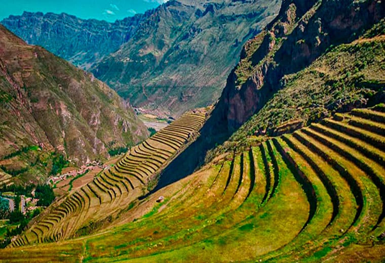 terraces of Pisaq inca site on the sacred valley
